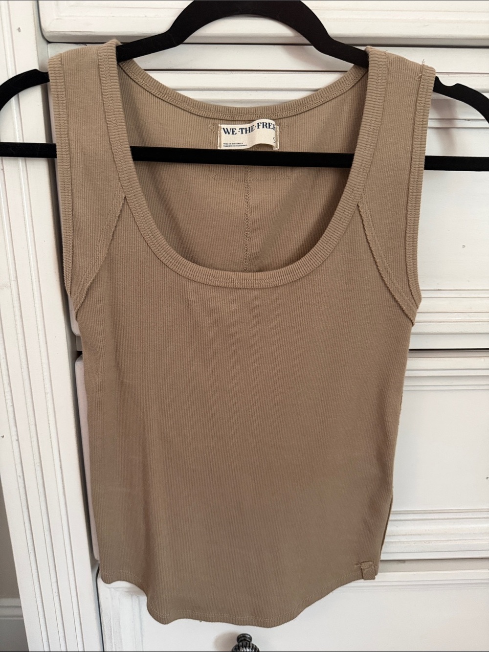 We The Free Ribbed Tank Top in Beige Taupe